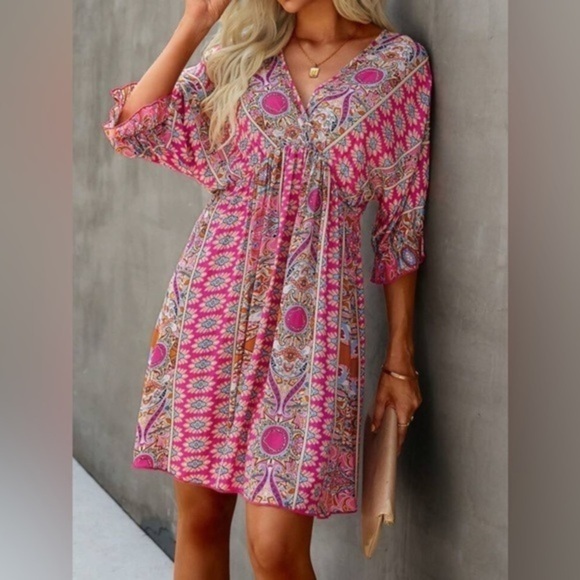 Dresses & Skirts - Boho all over  Print Tide back all sizes